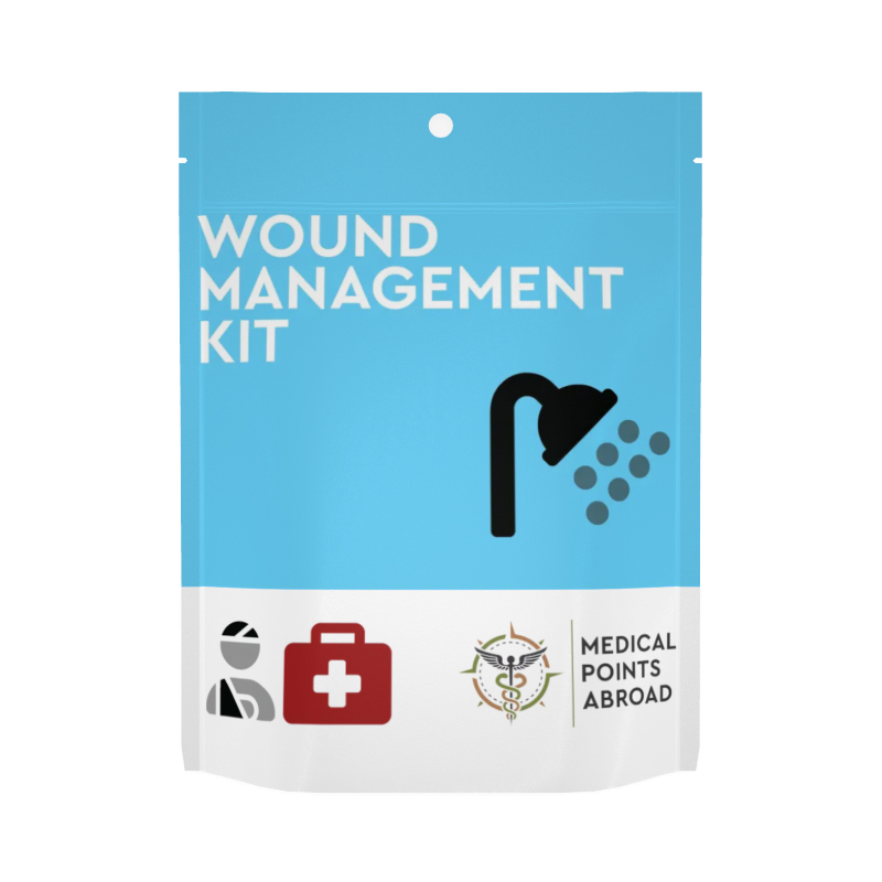 Wound Management Kit prevents infection with supplies to clean and cover wounds.