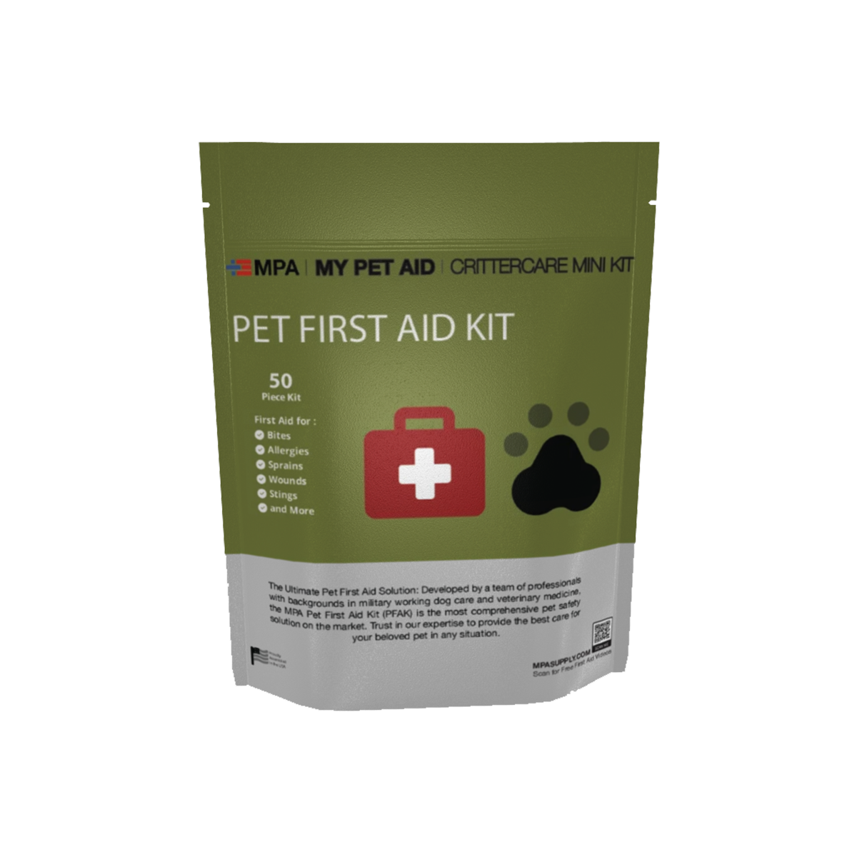 Critter Care Mini First Aid Kit for Pets front of package.