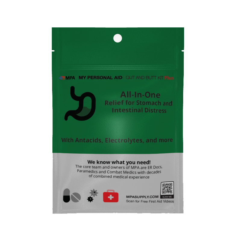 Gut and Butt First Aid Kit for gastrointestinal pain package front
