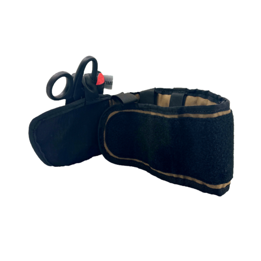 CANKLE Accessory Case pre-loaded with first aid for ankle carry. Open, front view highlighting velcro closure shown.