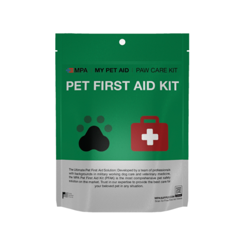 MPA CritterCare Dog Paws Care Kit treats hurt paws fast. Front of pouch shown.