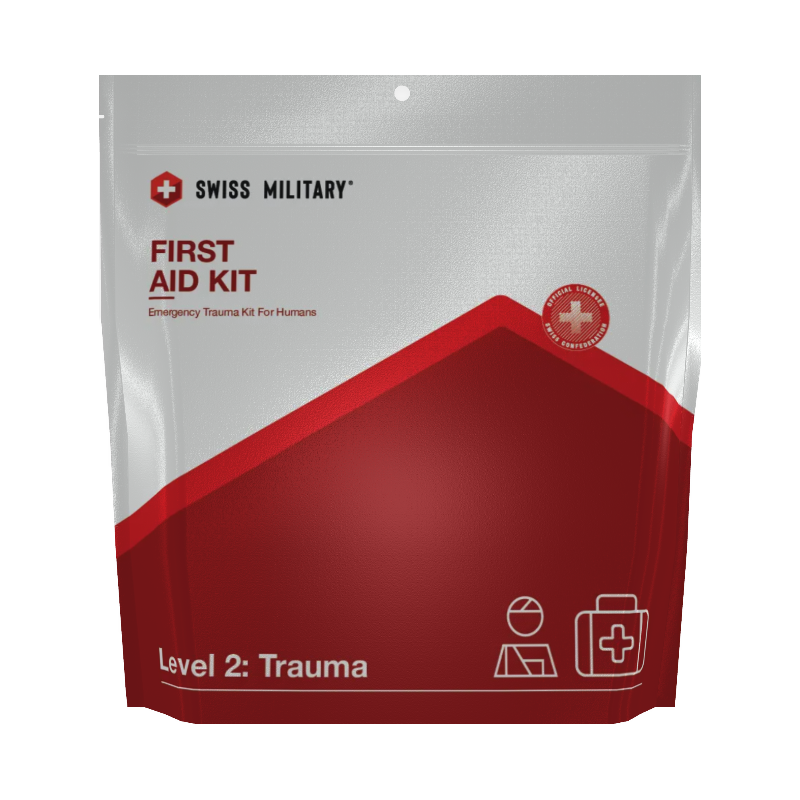 front of packaging for swiss military level 2 first aid kit