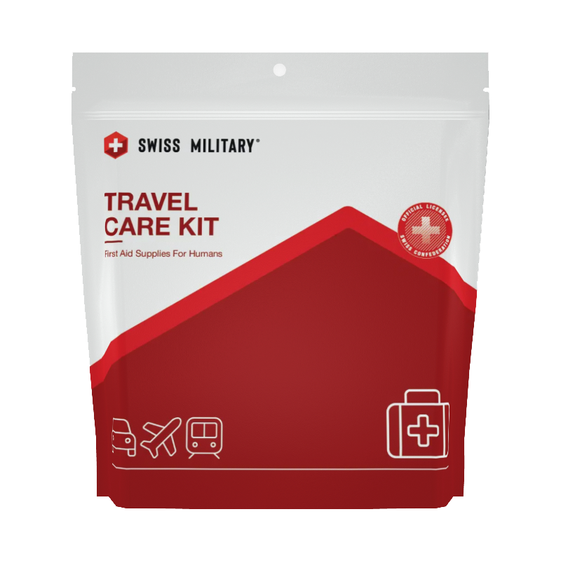 front of packaging for swiss military travel care kit