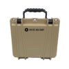 The Wilderness Health, Aid and Comfort Kit by Swiss Military in Coyote hard case. Shown closed,facing front