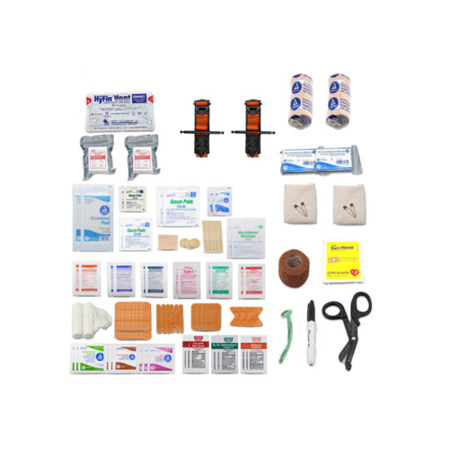 Contents of the Vehicle Trauma Kit for critical injuries and accidents on the road.