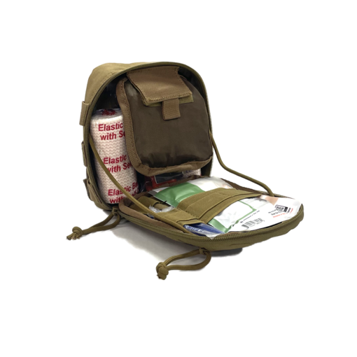 Swiss Military IFAK (Individual First Aid Kit) shown opened.